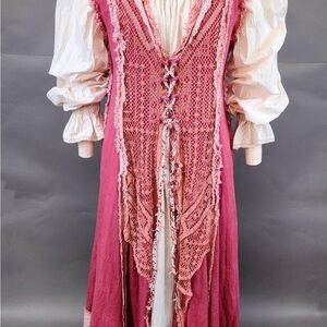 Elegant Pink Lace Women Dress ~ Renaissance Reb Faire Wench
